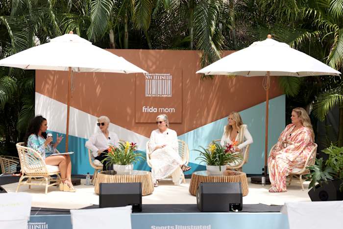 Host Joy Allison Taylor, and SI Swimsuit model Maye Musk, editor in chief MJ Day, and SI Swimsuit models Kelly Hughes and Hunter McGrady.